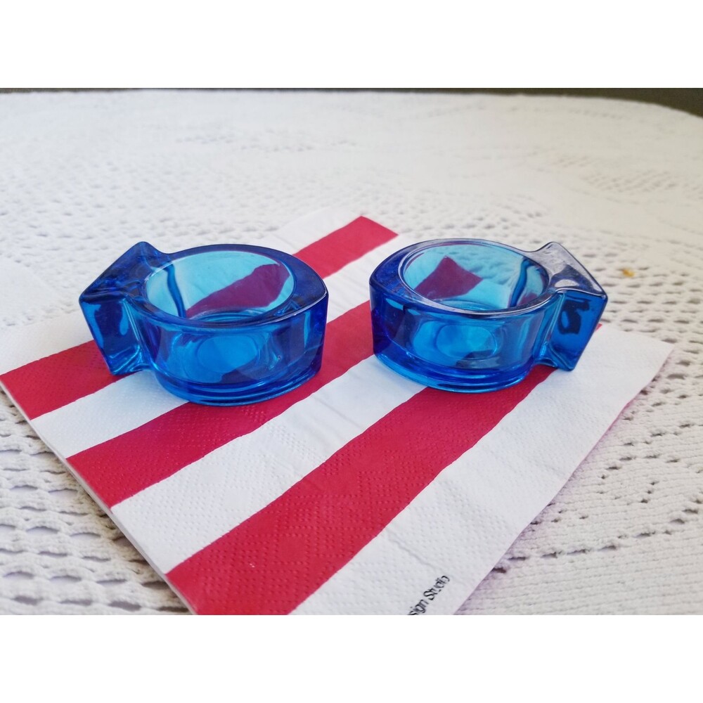 2 Cobalt Blue Candle Holders